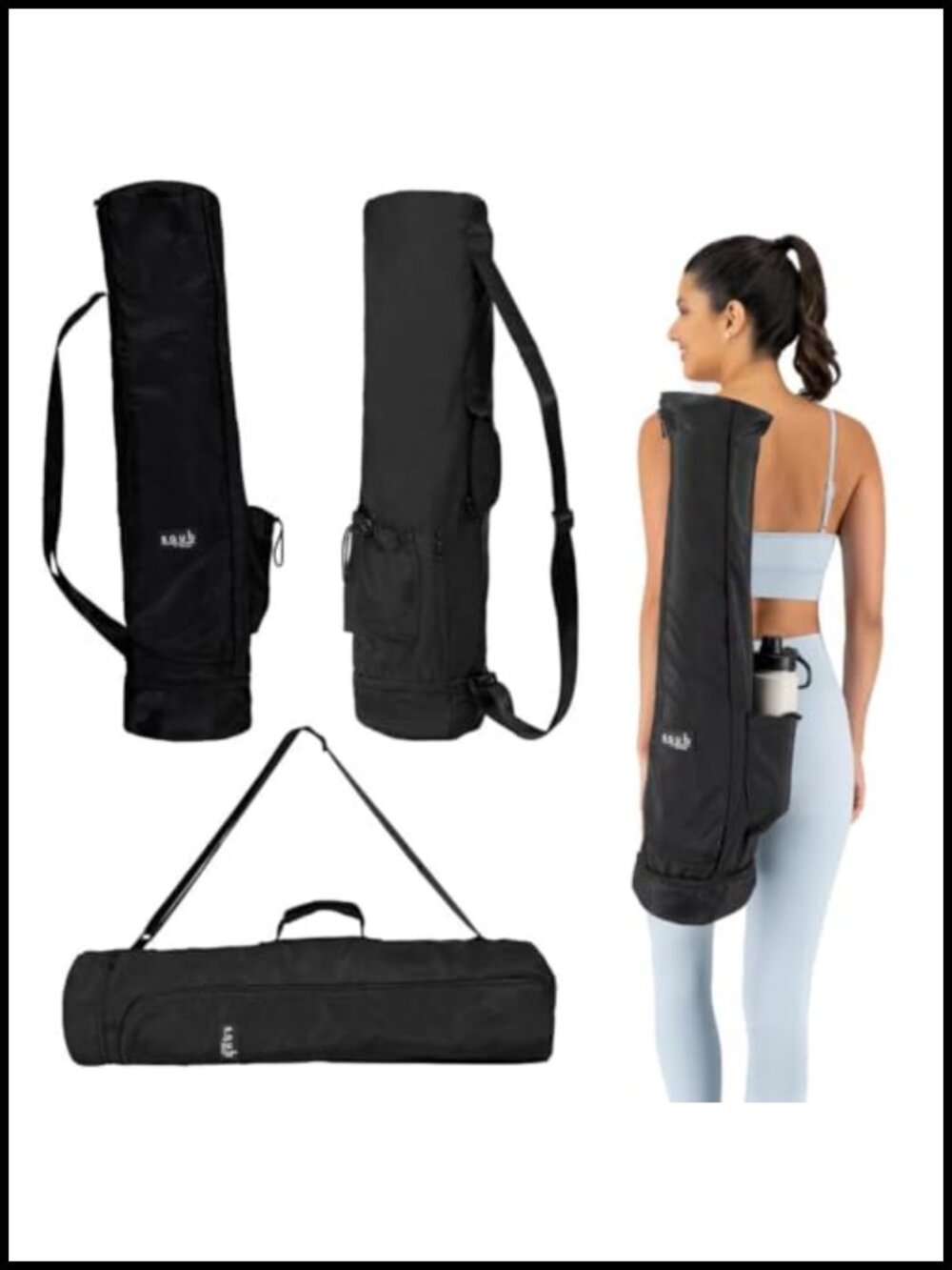 Waterproof Yoga Mat Bag Crossbody Gym Carrier Fits Thick Mats Multi Pocket